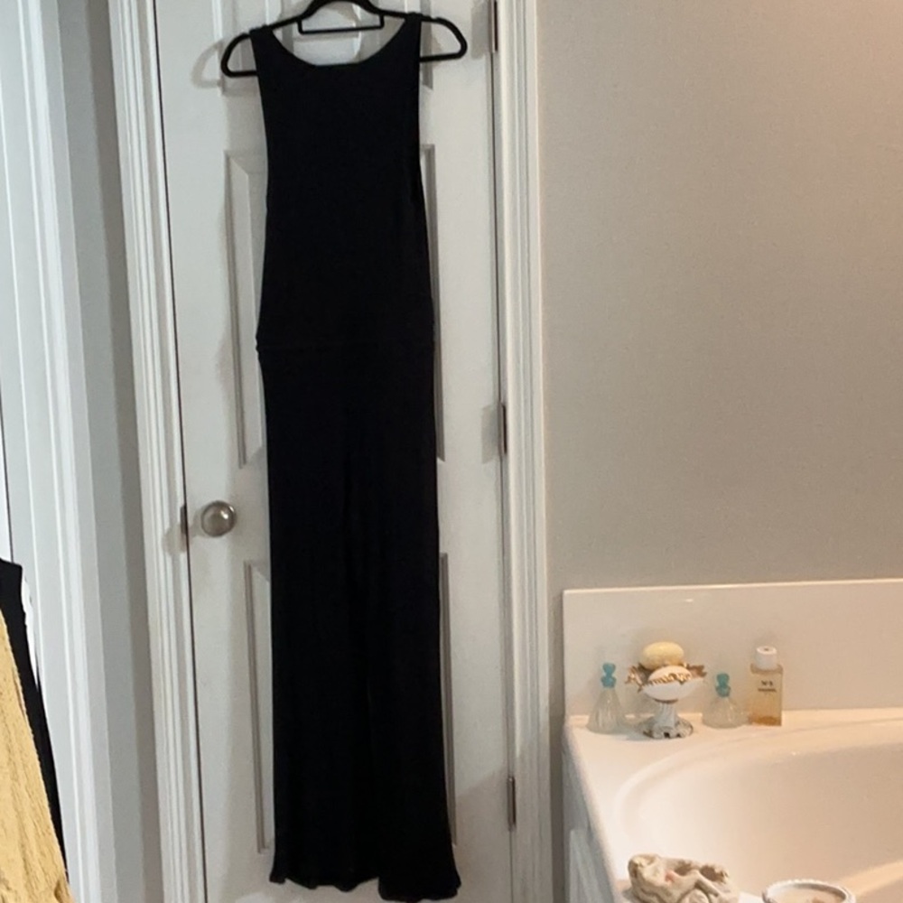 NWOT Beyond Yoga Jetsetter Black Ribbed Jumpsuit w/ Drawstring Waistband - Picture 10 of 12